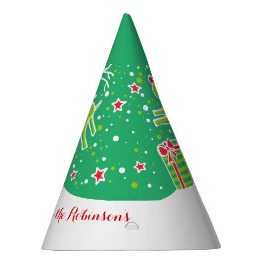 クリスマスのトナカイパーソナライズされたは緑 パーティーハット (右)