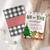 クリスマスのトナカイベビー性別開示パーティー 招待状