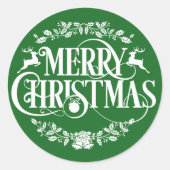 クリスマスのトナカイ休日のステッカーのワードアート ラウンドシール (正面)