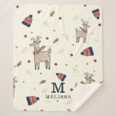 クリスマスのトナカイ帽子のパタパーソナライズされたーン シェルパブランケット (正面)