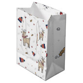 クリスマスのトナカイ帽子パターン ミディアムペーパーバッグ (正面アングル)