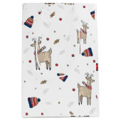 クリスマスのトナカイ帽子パターン ミディアムペーパーバッグ (正面)