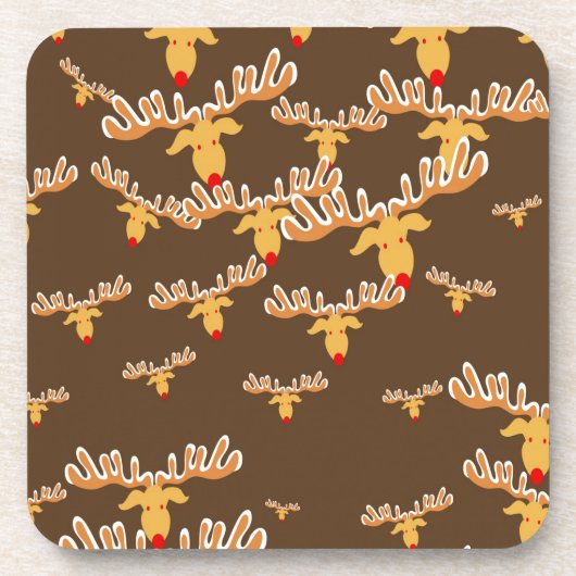 クリスマスのトナカイ模様 コースター (正面)