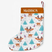 クリスマスのトナカイ模様 スモールクリスマスストッキング (裏面)