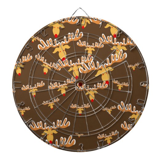 クリスマスのトナカイ模様 ダーツボード (正面)