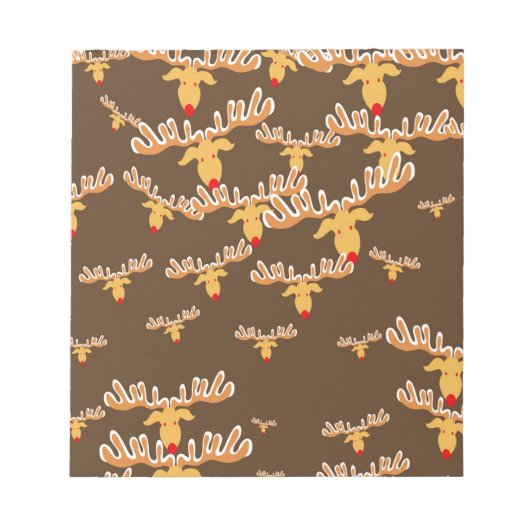 クリスマスのトナカイ模様 ノートパッド (正面)