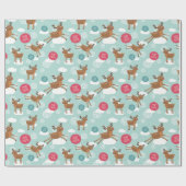 クリスマスのトナカイ模様 ラッピングペーパー (フラット)
