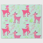 クリスマスのトナカイ模様 ラッピングペーパー (フラット)