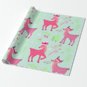 クリスマスのトナカイ模様 ラッピングペーパー (アンロールド)