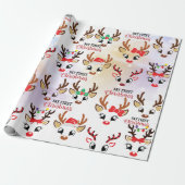 クリスマスのトナカイ模様 ラッピングペーパー (アンロールド)