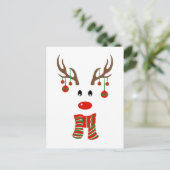 クリスマスのトナカイ漫画 ポストカード (スタンド正面)