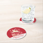 クリスマスのトナカイ赤い紙コースター ラウンドペーパーコースター (インサイチュ)