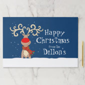 クリスマスのトナカイ赤い鼻の雪の青ランチョンマット ペーパーパッド (インサイチュ)