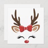 クリスマスのトナカイ かわいい ホリデー ウィンター シーズンカード (正面/裏面)