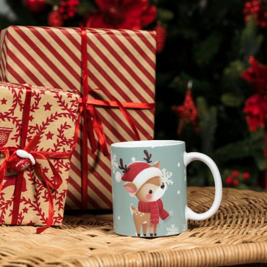 クリスマスのトナカイ コーヒーマグカップ