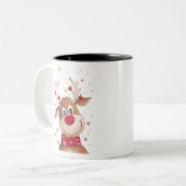 クリスマスのトナカイ ツートーンマグカップ (正面左)