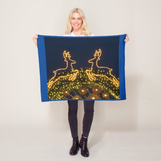 クリスマスのトナカイ フリースブランケット (インサイチュ)