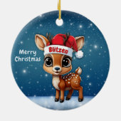 クリスマスのトナカイ ブリッツェンのかわいい動物キャラクター🦌 🎄 セラミックオーナメント (裏面)