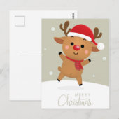 クリスマスのトナカイ ポストカード (正面/裏面)