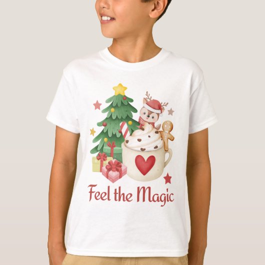 クリスマスのトナカイ マジックを感じて Tシャツ (正面)