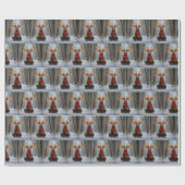 クリスマスのトナカイ　マフラーとライトを身に着ける ラッピングペーパー (フラット)