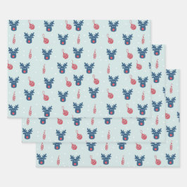 クリスマスのトナカイ ラッピングペーパーシート