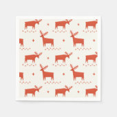 クリスマスのトナカイ。レッドウッドランド動物模様 スタンダードカクテルナプキン (正面)