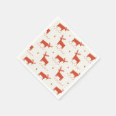 クリスマスのトナカイ。レッドウッドランド動物模様 スタンダードカクテルナプキン (角)