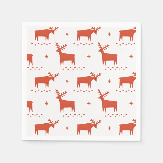 クリスマスのトナカイ。レッドウッドランド動物模様 スタンダードカクテルナプキン (正面)