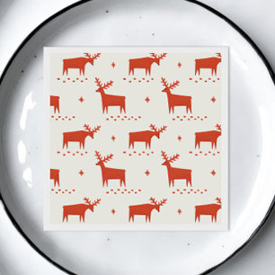 クリスマスのトナカイ。レッドウッドランド動物模様 スタンダードカクテルナプキン