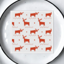 クリスマスのトナカイ。レッドウッドランド動物模様 スタンダードカクテルナプキン