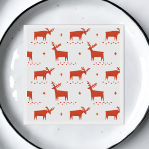 クリスマスのトナカイ。レッドウッドランド動物模様 スタンダードカクテルナプキン