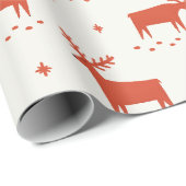 クリスマスのトナカイ。レッドウッドランド動物模様 ラッピングペーパー (ロールコーナー)