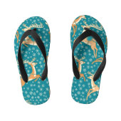 クリスマスのトナカイ：ヴィンテージのシームレスなパターン。 キッズビーチサンダル (フットベッド)