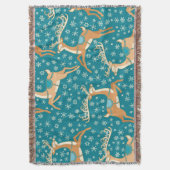 クリスマスのトナカイ：ヴィンテージのシームレスなパターン。 スローブランケット (正面縦)