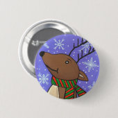 クリスマスのトナカイ-休日ボタン 缶バッジ (正面&裏面)
