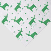クリスマスのトナカイ。緑の森林動物模様 薄葉紙 (詳細)