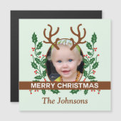 クリスマスのトナカイ〔雄ジカの〕枝角のパーソナライズ写真 (正面/裏面)