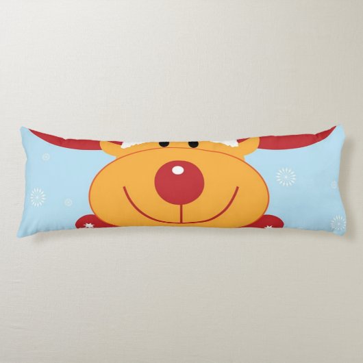 クリスマスのトナカイRudolph雪の結晶〔雄ジカの〕枝角 ボディピロー (正面)