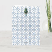 クリスマスのトピアリー ツリー 青と白 シーズンカード (裏面)