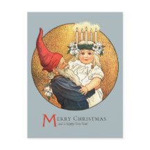 クリスマスのトムテと愛らしいルシアの少女 CC1181