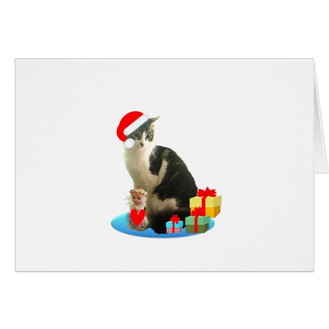 クリスマスのトラ猫と可愛い小さな天使 (正面横)