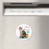 クリスマスのトラ猫、小さな天使とプレゼント マグネット (インサイチュ (食洗機))