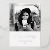 クリスマスのトレンディなスクリプト両面写真 箔シーズンカード (正面)