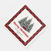 クリスマスのトレンディな赤黒タータンチェック ナプキン (コーナー)