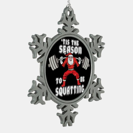 クリスマスのトレーニングのユーモア-サンタクロースの隠れ家 スノーフレークピューターオーナメント (左)