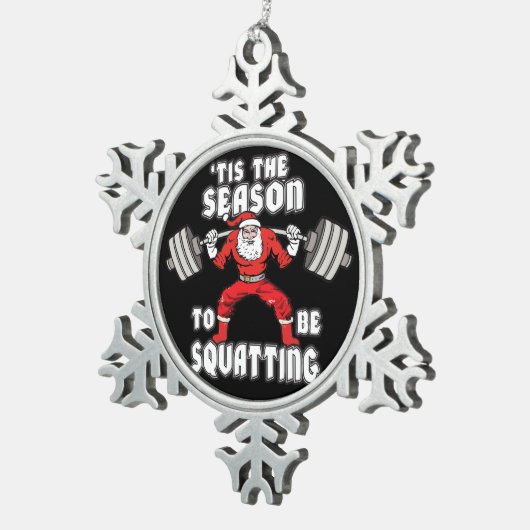 クリスマスのトレーニングのユーモア-サンタクロースの隠れ家 スノーフレークピューターオーナメント (右)