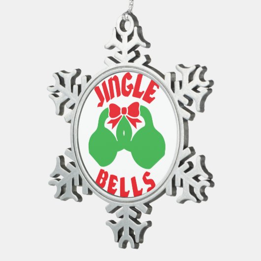クリスマスのトレーニングの刺激のジングル"やかん鐘" スノーフレークピューターオーナメント (右)