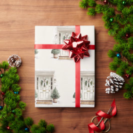 クリスマスのドアのグリーン装飾のラッピングペーパー ラッピングペーパー