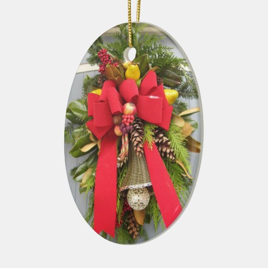 クリスマスのドアの楕円形のオーナメント セラミックオーナメント (左)